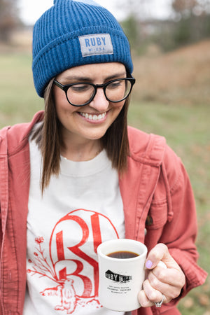 Blue Ruby Patch Beanie